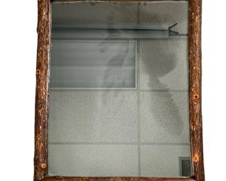 RUSTIC LOG BARK FRAMED WALL MIRROR