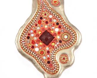 STERLING SILVER PENDANT SET WITH ORANGE AND RED CRYSTALS