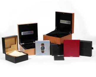 (5pc) BVLGARI, Cartier, Panerai, & Shinola Watch Boxes & Accessories