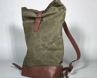 BANANA REPUBLIC WAXED CANVAS BACKPACK WITH LEATHER TRIM