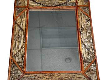 RUSTIC BIRCH BARK AND TWIG FRAMED MIRROR