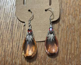 rose quartz teardrop sterling earrings