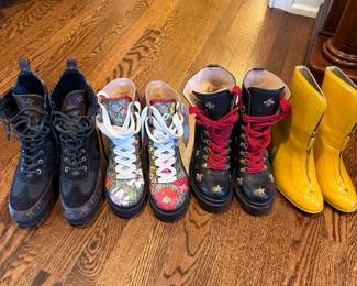 Louis Vuitton and Gucci boots