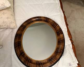 Vintage oval Tigerwood mirror