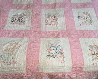 Hand stitched quilted vintage baby quilt