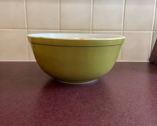 Large green Pyrex mixing bowl