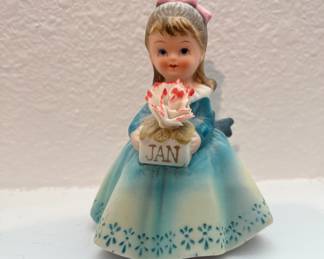Vintage Lefton Porcelain Figurine January Birthday Girl KW7227