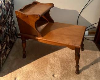 Mid-century maple end table, two available