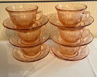 Federal cabbage, rose tea, cups, and saucers