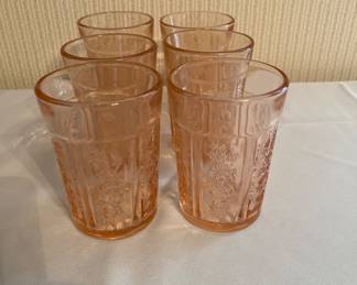 Set of six federal pink Sharon thick tumblers
