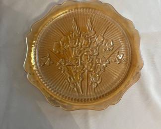 Vintage Jeanette Marigold, carnival glass plates
