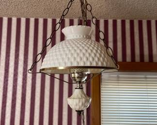 Milk glass hanging lamp 