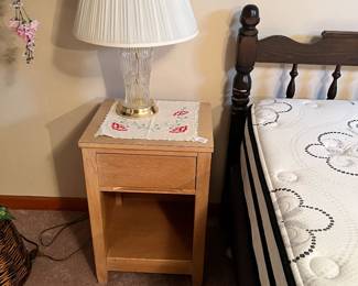Side Table, glass lamp