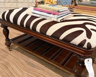 Beautiful zebra upholstered coffee table on casters