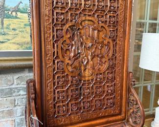 Teakwood Chinese carved screen