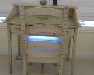 Hand painted French country desk/vanityh with chair.