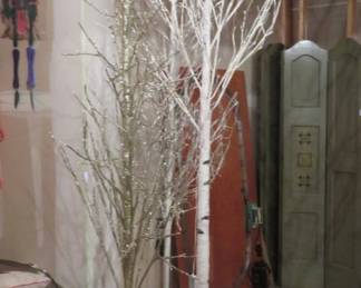 Lite up tree branches.