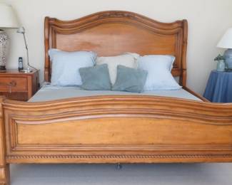 King country French sleigh bed.