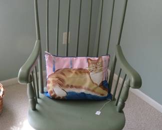 Vintage green rocking chair.