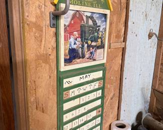 John Deere Moline, Ill. Wooden Perpetual Calendar with "Pint Size Shadow" Artwork