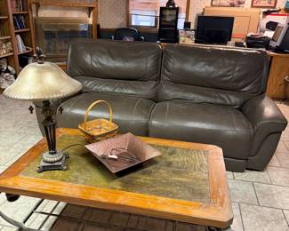 Brown Leather Power Reclining Sofa