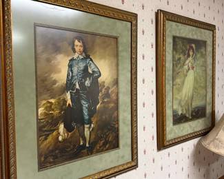 Vintage "The Blue Boy" and "Pinkie" Framed Prints Set