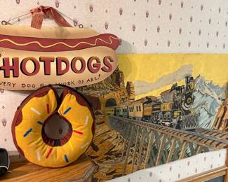 Hot Dog and Train Landscape Wall Art
