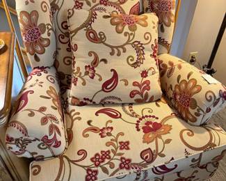 Floral Upholstered Wingback Armchair
