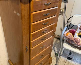 Vintage Powell Oak Jewelry Armoire