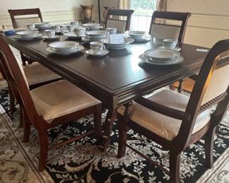 Ashley Furniture Dining Set with Table, 6 Chairs, and Leaf