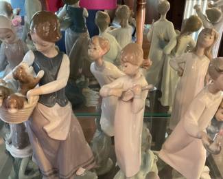 Lladro Sculpture #1311 Girl with Puppies, #4847 Girl playing Mandolin
