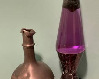 Copper vase and lava lamp