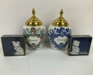Georgia Ginger Jar Canisters  Williamsburg Delft Dog Ornaments