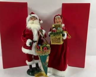 Christmas Caroler Dolls Santa  Mrs Claus Figures w Boxes
