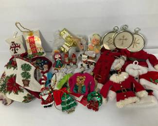 Vintage Needlepoint  Ceramics Christmas Lot