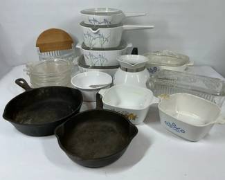 Vintage Corning Ware, Cast Iron  Kitchen Bakeware Collection