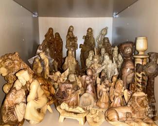 Vintage HandCarved Wood Nativity  Religious Figurines Collection Lot