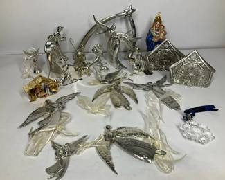 Silver Tone Nativity and Angel Ornaments Assortment