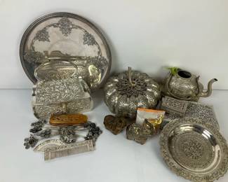 SilverPlated Decorative Metalware, Vanity Items  Trinket Boxes