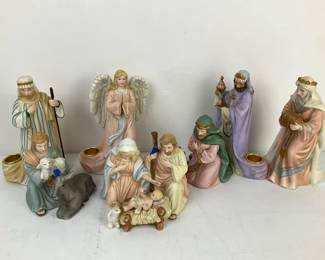 HandPainted Nativity Figurine Set with Holy Family, Angel  Wise Men