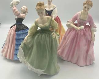 Royal Doulton Lady Figurines Lot of 5 Vintage Bone China England Fair Lady Williamsburg