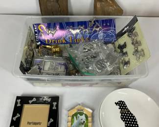 DogThemed Collectibles and Dcor Lot with Charms, Frames  Dish