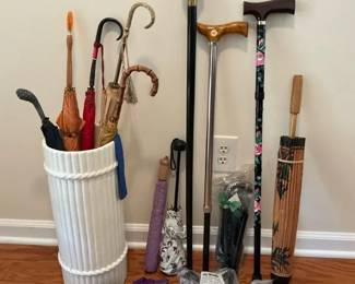 Vintage Canes, Umbrellas  Walking Sticks Lot  Decorative Accessories