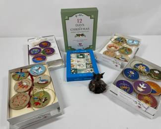 Christmas Ornament Sets 12 Days of Christmas Hallmark UNICEF and Wood Ornaments