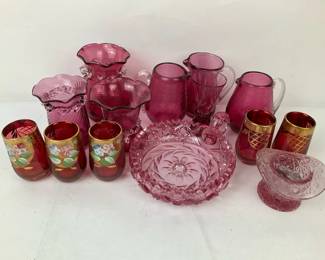 Cranberry  Pink Art Glass Tableware Collection