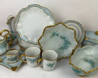 Blue Floral Porcelain Serveware and Tableware Collection