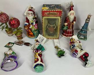Mary Engelbreit Ornament Blown Glass Santa Christmas Ornament Lot