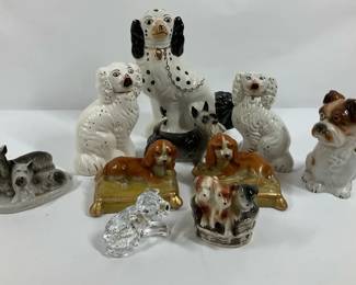 Vintage Ceramic Dog Figurines Assorted Spaniel Terrier Dalmatian Porcelain Dogs
