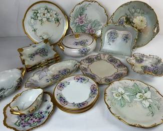 HandPainted Floral Porcelain Serving Pieces and Plates