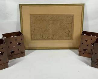 Framed Vintage Georgia Historical Map Print  First American Map of Georgia Style